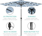 Best Choice Products 10ft Solar Polyester LED Lighted Patio Umbrella w/Tilt Adjustment and UV-Resistant Fabric