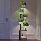 Plant Stand Indoor with Grow Light,6-Tiered Tall Plant Stand Indoor, Metal Plant Shelf with Adjustable Light, Ideal for Living Room, Garden, Patio (Black Brown)