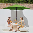 JEAREY 7.5FT Patio Umbrella Market Table Umbrella with 6 Sturdy Ribs, Push Button Tilt/Crank Outdoor Umbrella for Garden, Deck, Backyard, Pool and Beach,Grass Green