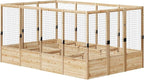 AMERLIFE Raised Garden Bed with Deer Proof Fence, 7.5Wx12Dx6H Outdoor Wooden Raised Garden Bed Planter with 19" Depth Planter Box