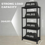 Plastic Storage Shelves, 11.8" D x 23.62" W x 52.56" H Plastic Shelves for Storage, 4-tier Shelving Unit, Storage Rack, 264 lbs, Bathroom, Laundry, Garage & Home