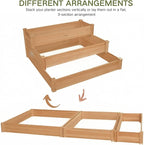 3-Tier Raised Garden Bed with Fabric Liner, Wood Elevated Planter Box with Dovetail Joint Design, 3 Dividable Bed Kit for Vegetables/Herbs/Flowers, Outdoor Gardening for Patio, Lawn, Balcony