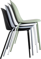 2xhome Modern Stackable Armless Dining Chair | Plastic Shell Seat with Metal Legs | Indoor or Outdoor Use | Home Kitchen Patio (4, Grey, No Padding)