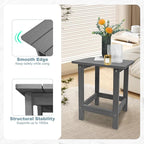 Outdoor Side Table, HDPS Single Adirondack Side Table Weather Resistant, Table for Adirondack Chair, Outside End Table for Patio, Pool, Deck, Porch, Outdoor or Indoor Use, Grey