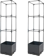 Sunnyglade 2 Pcs Raised Garden Bed Planter Box with Trellis, 44” Tomato Trellis Planter for Various Vine Climbing Plants Vegetables Detachable Frame for Outdoor Indoor Terrace