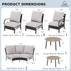MFSTUDIO Patio Furniture Set, 10 Seats Half-Moon Curved Outdoor Sectional Sofa Conversation Set with 2 Wood-Like Round Table, Woven Rattan Patio Couch for Backyard, Garden, Deck