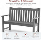 Stoog Outdoor Bench, 2-Person Garden Benches for Outdoors, Waterproof HIPS Patio Bench with 800 lbs Weight Capacity, Never Rot or Fade, Grey
