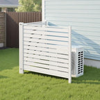 VEVOR 48" W x 48" H Vinyl Fence Panels, Air Conditioner Fence, Outdoor Privacy Screens for Trash Can, Pool Equipment Enclosure, Privacy Screen Kit Louvered Panels (2 Panels)
