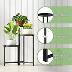 Plant Stand indoor outdoor-3 Tier black Tall Metal Flower Pot Holder 9in Wide Potted Display Rack - Heavy Duty Corner Plant Shelf for Patio Garden Balcony Living Bedroom Room