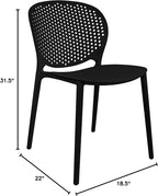 2xhome Patio Dining Chair | Modern Stackable Outdoor Pool Side Chair | Weather Resistant Plastic for Yard, Porch, Balcony, Kitchen, Black, Single, Set of 1