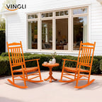 VINGLI Wooden Rocking Chair, Outdoor Chair with 450 lbs Support, Relaxing Rocker with Solid Wood High Back Seat Reclining Seat for Deck, Garden, Backyard, Porch, Indoor or Outdoor Use (Orange, 2PCS)