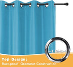 HolidayIdeas Outdoor Curtains for Patio Waterproof, 4 Panels - 54 x 84 Inch - Privacy Protection & Light Filtering Curtains Teal Grommet Outside Curtains for Porch, Gazebo, Pergola, Backyard