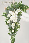 Artificial Flowers Wedding Arch Kit, 3 Pieces, Fairy White Chiffon Drape
