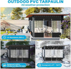 Outdoor Curtains with Clear Vinyl Panel, Zippered Entry and Grommets