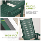 GREENVINES Outdoor Rocking Chairs | Set of 2 | Porch Rocker | HDPE Plastic | Forest | Oversized Rockers | High Back | Big & Tall | Ladder Back | for Patio Outside Backyard Balcony Garden