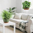 Hanging Planters for Indoor Plants, Set of 2 8/10 Inch Self-Watering Hanging Pots with Drainage Hole & Removable Water-Storage Tray II Screw-in Hooks