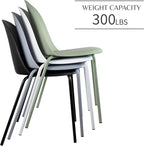 2xhome Modern Stackable Armless Dining Chair | Plastic Shell Seat with Metal Legs | Indoor or Outdoor Use | Home Kitchen Patio (1, Green, No Padding)