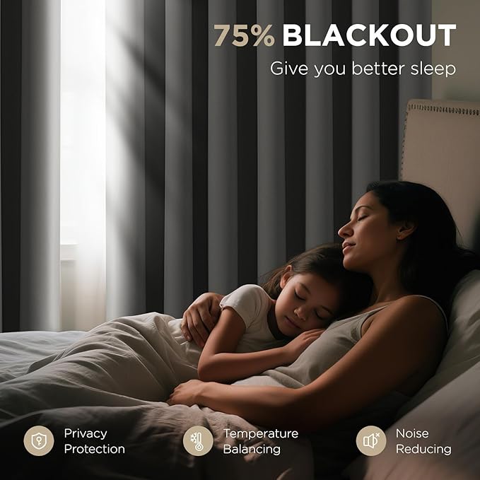 Blackout Patio Sliding Door Curtains – Light Grey, 100Wx108L, 1 Panel