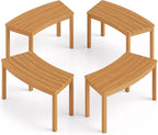 Tangkula Acacia Wood Outdoor Curved Bench Set of 4, Patio Garden Backless Fire Pit Bench with 1600 lbs Weight Capacity, Outside Seating Furniture for Front Porch, Deck & Backyard