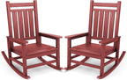 SERWALL Oversized Outdoor Rocking Chair Set of 2, HDPE Rocker for Adults, Patio Rocking Chairs for Porch, Crimson Red