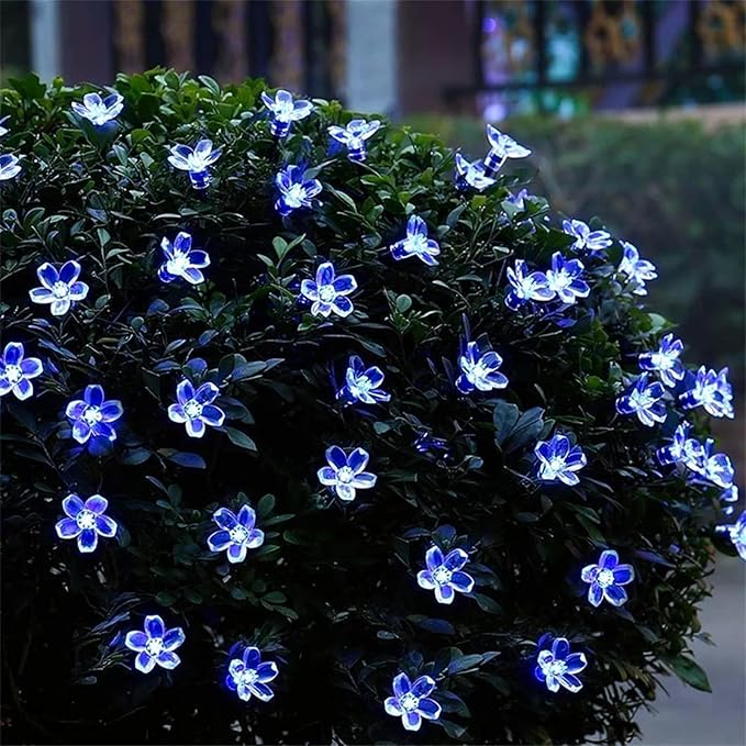 Indoor String Lights, 33ft 100 LED Blue Cherry Blossom Flowers, 8 Modes