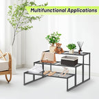 Metal Plant Stand Indoor Outdoor, 3 Tier Potted Multiple Flower Pot Holder Rack Plant Shelf, Heavy Duty Planter Display Shelving for Patio Balcony Garden Living Room Decorative (Black-3 Tier)