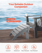 VEVOR Adirondack Ottoman, 16.9L x 18.9W x 13H Inch HDPE Plastic Folding Adirondack Ottoman, Weather-Resistant Foot Rest for Adirondack Chair, Widely Used for Outside Porch Pool Lawn Backyard, Gray