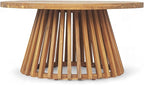Merax Patio Outdoor Acacia Wood Round Coffee Table for Backyard, Lawn, Balcony, Teak Finish