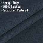 H.VERSAILTEX Primitive Linen Blackout Curtains with Burlap Fabric and White Thermal Insulated Liner, Grommet Top Curtains for Living Room/Bedroom (2 Panels, 42 x 54 Inch, Navy)