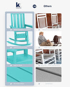 KINGYES Oversized Outdoor Rocking Chair Set of 2, All-Weather Patio Rocking Chairs for Porch, HDPE Outdoor Patio Rockers with High Back & Wide Seat for Garden, Lawn, Aruba
