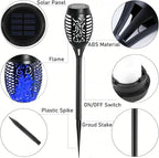 4 Pack Outdoor Solar Flame Light,Solar Lights Outdoor for Garden Decorations with Flickering Flame,IP65 Waterproof Solar Powered Yard Lights Torch Light for Lawn Patio Pathway (Blue)