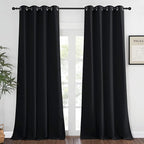 NICETOWN Blackout Black Curtain & Drape 90 inches Long - Grommet Thermal Insulated Blackout Drape Light Blinds Room Darkening Window Treatment for Bedroom (1 Panel, W52 x L90, Black)