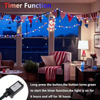 4th of July Decorations Red White and Blue Lights, 200 LED 66FT String Light Plug-in, 8 Modes 4th of July Lights for Indoor Outdoor Independence Day Memorial Day American Flag Patriotic Holiday Decor