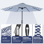 Tempera Patio Market Outdoor Table Umbrella with Auto Tilt and Crank, Large Sun Umbrella with Sturdy Pole & Fade Resistant Canopy, Easy to Set