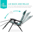 Best Choice Products Set of 2 Adjustable Steel Mesh Zero Gravity Lounge Chair Recliners w/Pillows and Cup Holder Trays - Forest Green