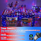 String Lights, 165ft Red White Blue LED, Outdoor Waterproof