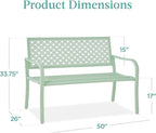 Best Choice Products Outdoor Bench 2-Person Metal Steel Benches Furniture for Garden, Patio, Porch, Entryway w/Geometric Backrest, 790lb Capacity - Mint Green