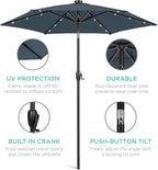 Best Choice Products 7.5ft Outdoor Solar Market Table Patio Umbrella for Deck, Pool w/Tilt, Crank, LED Lights - Slate Blue