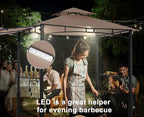 ABCCANOPY Grill Gazebo with Extra Awning - 11x5 Outdoor BBQ Canopy Shelter with 2 Led Lights for Patio Backyard Grilling (Khaki)