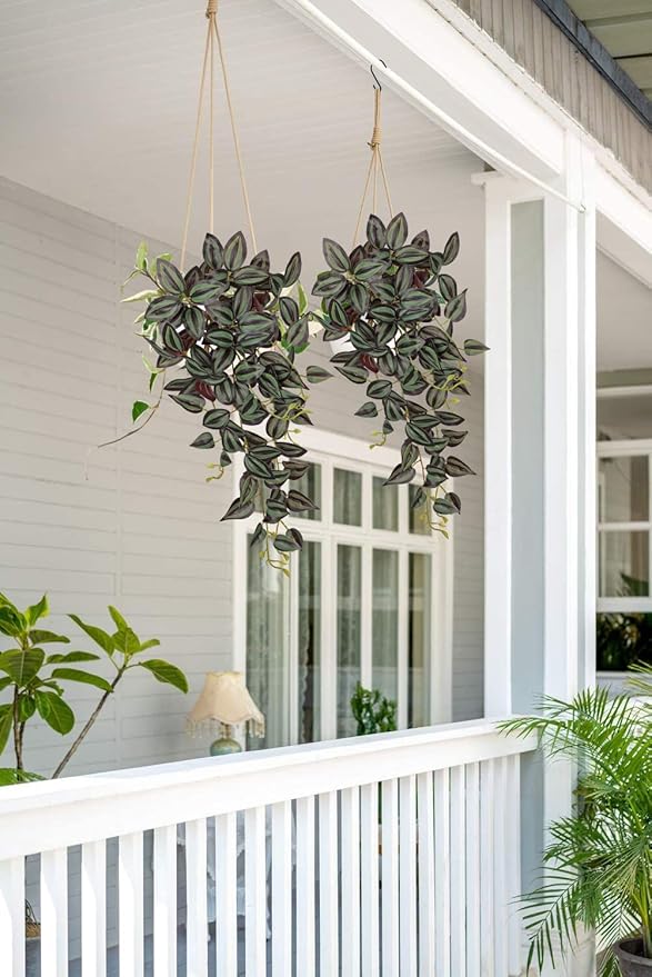 Artificial Hanging Plants Wandering Jew 22 Inch 5 Pack PVC
