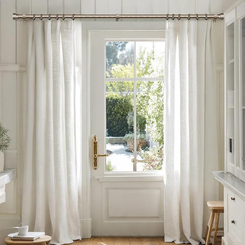 2 Pack Retro Silver Curtain Rods Set for Windows 28 to 48 Inches Adjustable Length Heavy Duty 1" Diameter Window Curtain Rod with Decorative Finials for Outdoor Bedroom Kitchen Living Room Farmhouse