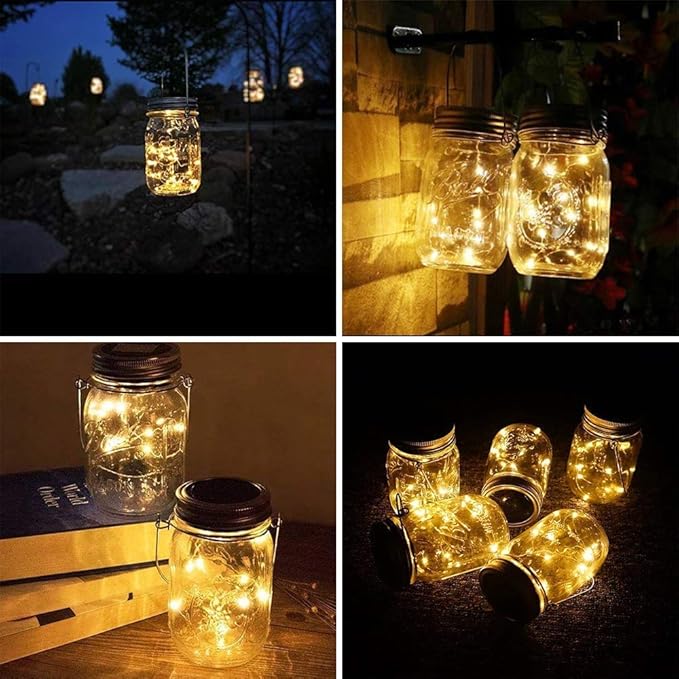 String Lights 12 Pack Solar Mason Jar Lid Lights Warm White 30 LED