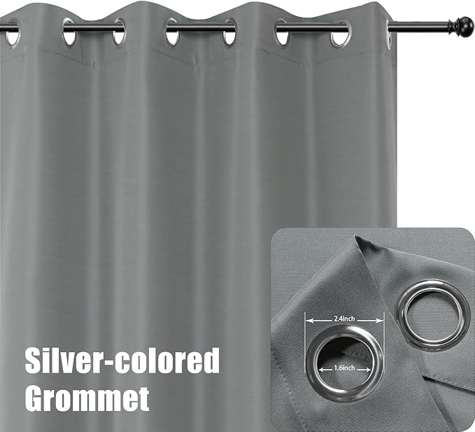 BONZER Waterproof Indoor/Outdoor Curtains for Patio Thick Privacy Extra Wide Grommet Curtains for Bedroom, Living Room, Porch, Pergola, Cabana, 1 Panel, 150W x 84L inch, Grey