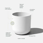Veradek Round Lima Plastic Planter Pots for Indoor/Outdoor Garden Use, White, Suitable for Small to Large Succulent Plants, Flowers, Modern Interior Plants