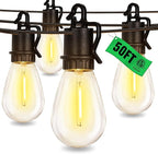 50FT Outdoor String Lights with 25 Shatterproof S14 Vintage Edison Bulbs E12 Sockets,2700K Dimmable Outdoor Lights,IP55 Waterproof LED String Lights for Outside, Patio, Garden, Backyard,Bistro