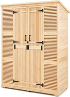VEVOR Outdoor Storage Shed, Oversize Wooden Outside Storage Cabinet with Waterproof Roof and Metal Frame, Double Lockable Doors Garden Tool Shed Storage House Cabinet with Shelves & Floor, 58"x27"x78"