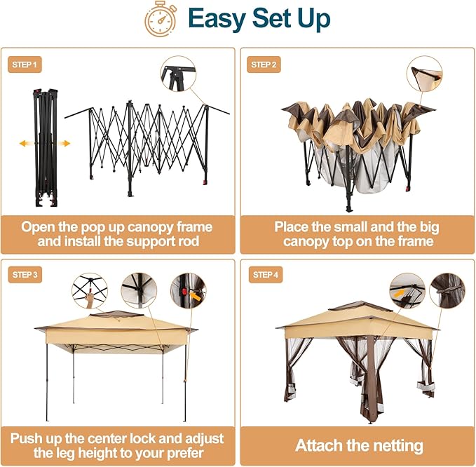 10x10 Pop Up Gazebos on Clearance 11x11 Canopy Tent Easy Up – Coffee