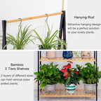 COPREE Bamboo 2-tier Hanging Plant Stand Planter Shelves Flower Pot Organizer Rack Multiple Flower Pot Display Holder Shelf Indoor Outdoor Heavy Duty Planter Shelving Unit