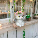 Cat Hanging Planters for Indoor Outdoor Plants, Small Cute Hanging Pots for Succulent, String of Pearls Plant, Resin Hanging Flower Pots with Drainage Hole, Unique Gift, Garden Home Decor