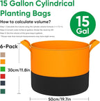 15-Gallon Grow Bags for Potato Planting: 6 Pack Heavy Duty 350G Thickened Potatoes Planter Bags with Handles - Fabric Pots Felt Garden Bags for Growing Vegetable Fruit Flower Herb with Plant Labels